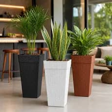 Kit 2 Vasos 17 Litros Coluna Rattan Reforçado Para Plantas e Flores Decoração Para Casa Jardins
