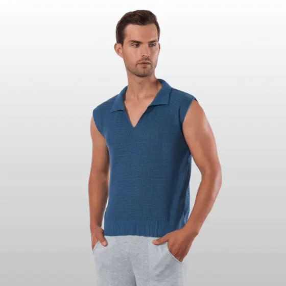 Regata Polo Masculina Tricot Decote V Estilo Moderno Super Confortável Elegante