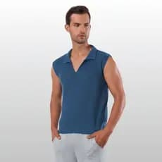 Regata Polo Masculina Tricot Decote V Estilo Moderno Super Confortável Elegante
