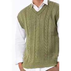 Colete Masculino Tricô Gola V Trançado Social Elegante Inverno Casual Confortável Colete Masculino