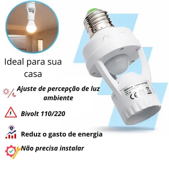 soquete sensor de movimento para lâmpadas E27com sensor de presença bivolt 110~220