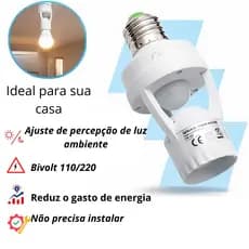 soquete sensor de movimento para lâmpadas E27com sensor de presença bivolt 110~220