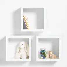 Kit 03 Nichos Quadrados 27x27cm Branco Sala Quarto Bebê Banheiro Descoração