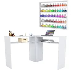 Mesa Manicure Em L + Expositor De Esmaltes Super Promoção