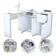 Mesa Para Manicure Em L Nail Designer Com Armário Portas E Gaveta Bancada Escrivaninha Profissinal
