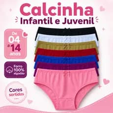 Kit Calcinha Infantil Juvenil Menina Moça Forro 100% Algodão