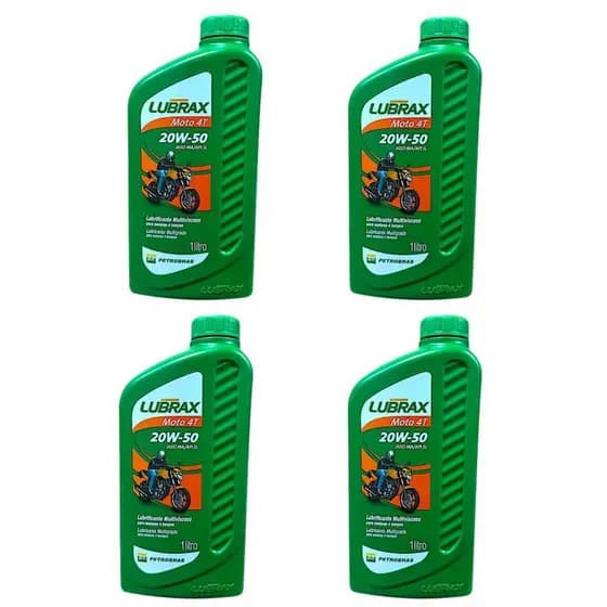 Kit 4 Óleos 20W50 Lubrax 4T Honda Titan 125 Yamaha Xtz 125 Factor 125