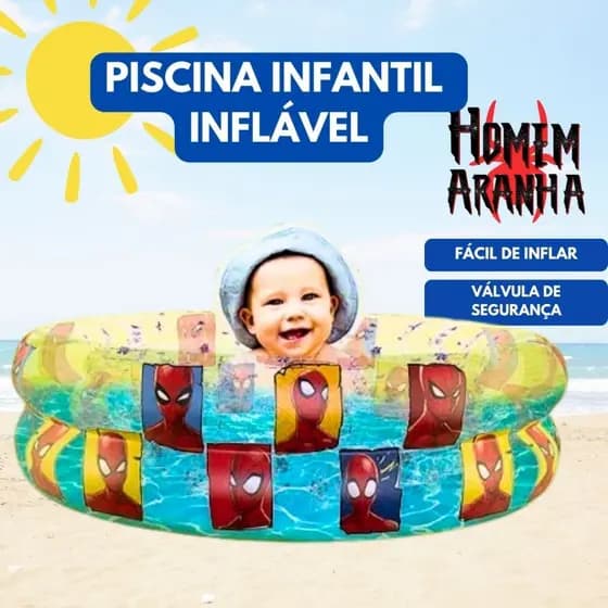 Piscina Infantil Inflável Redonda Homem Aranha 70L 75cmx22cm Verão Menino Piscina De Bolinhas