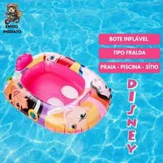 Boia Bote com Fralda Princesas Inflável Infantil Piscina Verão Praia Piscina Sítio Boia Inflável Disney Diversão Etitoys