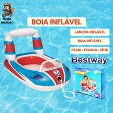 Boia Bote Barco Infantil Inflável Criança Piscina Praia Verão Sítio Piscina Lancha Bestway Infla Desinfla Água