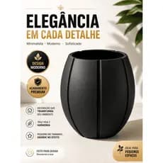 Vaso Cachepot Decorativo Moderno Minimalista Sala Quarto Escritório Bancada Preto Branco Mesa