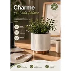 Vaso Decorativo Moderno Minimalista Canelado Branco Preto Para Plantas e Decoração Sala Quarto Escritório
