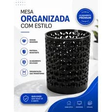 Porta Canetas Colmeia Organizador de Mesa Porta Lápis Escritório Home Office Decorativo Preto Branco