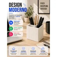 Porta Caneta Canelado Com Divisória Organizador De Mesa Porta Lápis Escritório Home Office Moderno
