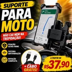 Suporte Celular Moto Alumínio 360° Antivibração Motoboy iFood Uber Moto GPS + Cabo Tipo C Grátis