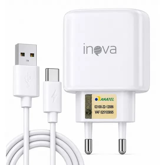 Carregador Turbo Inova 3.1A 2 USB + Cabo Tipo-C Certificado ANATEL Envio Imediato