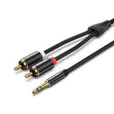 Cabo Auxiliar P2 X 2 Rca Stereo Blindado 3 Metros Vention