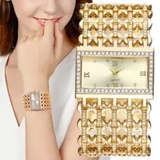 W29 Novo Relógio Para Mulher De Quartzo Diamante Quadrado De Luxo Pulseira De Aço Inoxidável Lady's Gold