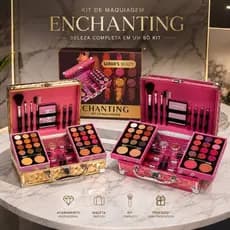 Maleta de Maquiagem Profissional Completa 2 Andares Kit de Maquiagem com Espelho Pincéis Sombras Batons Presente Feminin