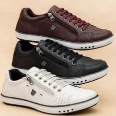 Kit 3 Pares Sapatenis elastico Combo Sapato Casual Tenis estiloso Confortável Ideal Eventos