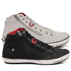 Kit 2 Pares Botinha Casual Estilosa Sapatênis Masculino Couro esportivo Bota Cano Médio casamento