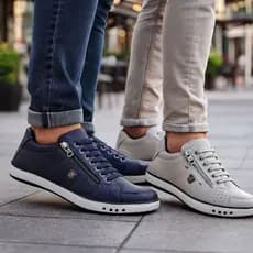 Kit 2 Pares Sapatênis Masculino Tênis Casual Zíper Elástico Conforto Festas Sapato Casamentos Festas