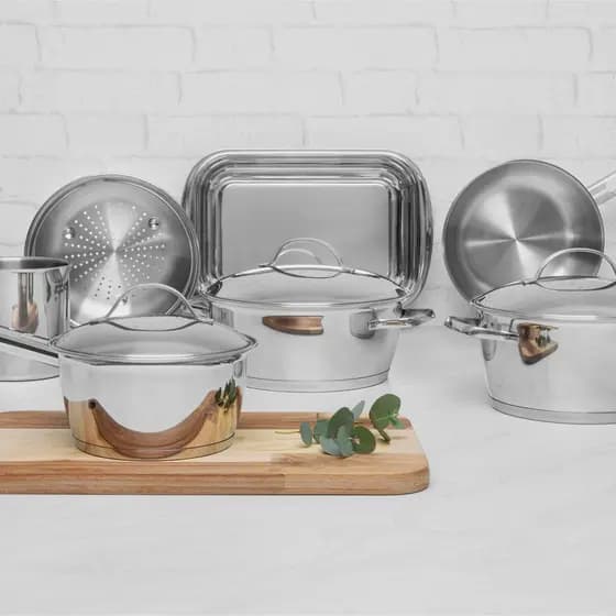 Jogo de 7 Panelas em Aço Inox com Fundo Triplo Allegra - Tramontina