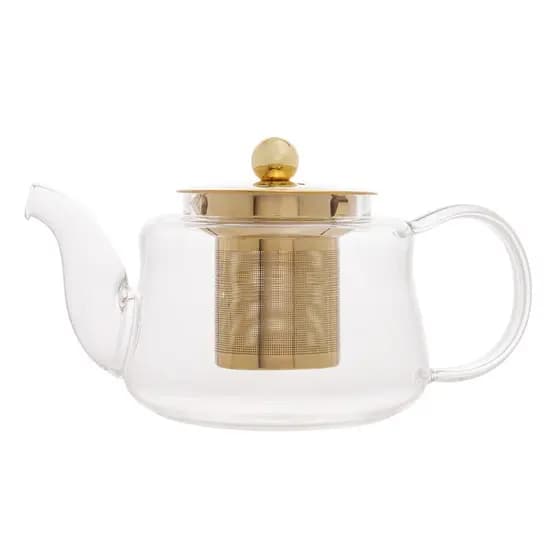 Chaleira de Vidro Borossilicato com Difusor de Inox Dourado 600ml - Wolff