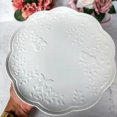 Prato Raso de Porcelana New Bone Butterfly Flower 27cm - Lyor