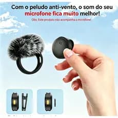 Peludo Protetor Anti-Ruído e Anti-Vento Compatível com Microfone Sem Fio Lapela Tipo Botão Magnético