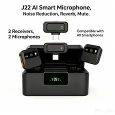 J22 Microfone sem fio 2to2 Mini microfone de lapela para telefone Android para gravação de vídeo ao vivo de iPhone