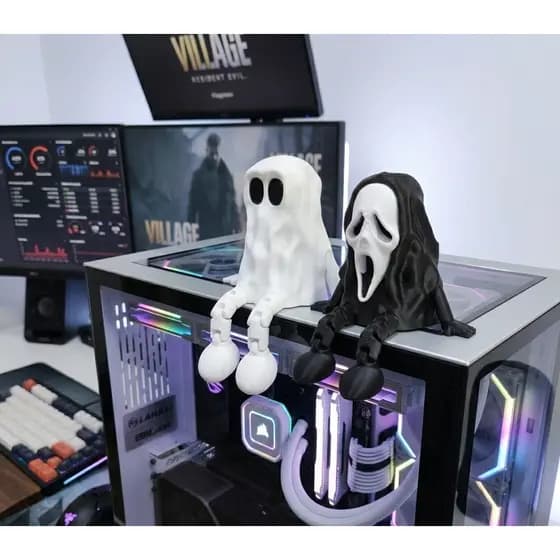 Boneco Fantasma e Ghostface Panico Articulados Decoração Setup Gamer Geek