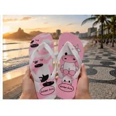 Chinelo Praiana Feminino Adulto Chinelo Feminino Estampa Vaquinha Confortável e Estiloso