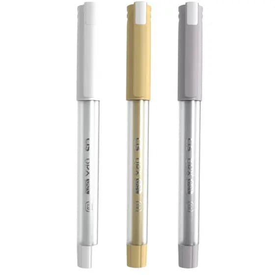 Kit 3 Canetas CiS BPX Gel Prata Branco Dourado