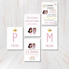Kit Quadros Decorativos Infantil Irmãs Menina