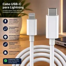 KIT 2 Cabos Carregador USB - C Lightning Turbo 20W Para iPhone 11 / 12 / 13 / 14 PROMOÇÃO