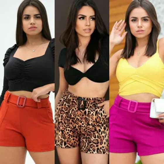 Short Curto Melhor Preço Feminino Malha Crepe P ao GG 36 ao 46 Cores Lisas Primavera Verão 2026