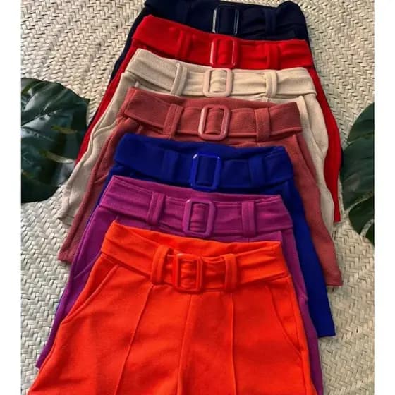 Short Feminino Liso Bermuda P ao GG 34 ao 48 Short Confortavel Short com Cinto Short que Estica