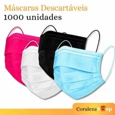 Kit 1000 Máscaras Descartável Tripla Camada Com Clipe Nasal Adulto