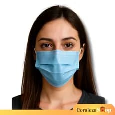 Kit 100 Máscara Descartável Azul - Tripla Camada , c/ Clipe Nasal
