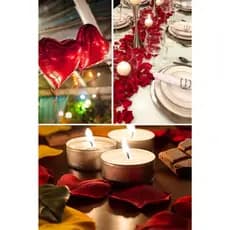 Kit Romântico 200 Pétalas Artificiais + 10 Velas + 2 Balões Coração 45cm