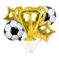 Kit Bexigas Balão Metalizado Campeão Futebol - 5 Unidades Dourado Preto E Branco Campeão