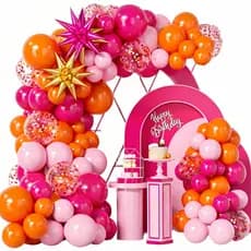 Kit 100 Balões Cores Rosa Pink Laranja Latex e Sputnik Decor Festa Aniversário