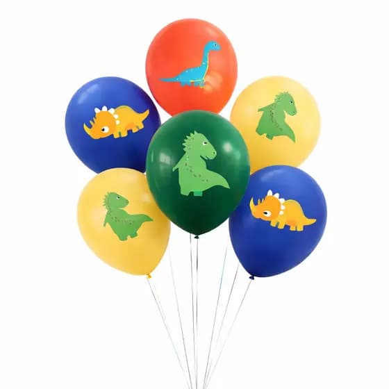 Kit Com 06 Balões Latex Colorido Tema Dinossauros - Decoração Festa Aniversário Dinossauro