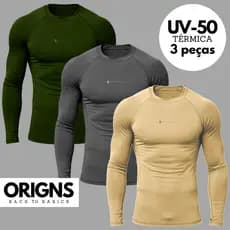 Kit 3 Camisa Térmica UV Manga Longa Blusa Segunda Pele Dry Fit Treino