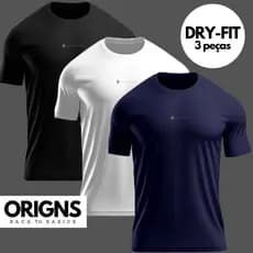 Kit 3 Camisetas Dry Fit Masculina Manga Curta Academia Treino Origns