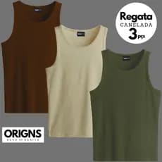 Kit 3 Regata Masculina Canelada Americana Algodão Elastano