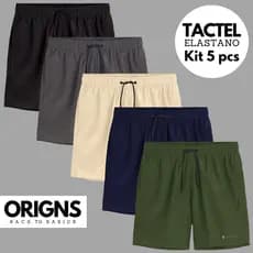 Kit 5 Shorts Tactel Elastano Bermuda Calção Treino Praia Academia