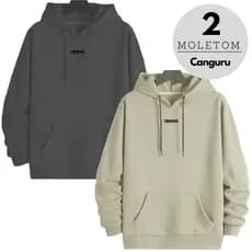 Kit 2 Blusa Moletom Canguru Bolso e Capuz Flanelado