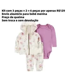 Lucky Baby Conjunto 3 Peças Bebê Unissex Inverno Manga Longa Algodão Térmico Confortável 12–24 Meses